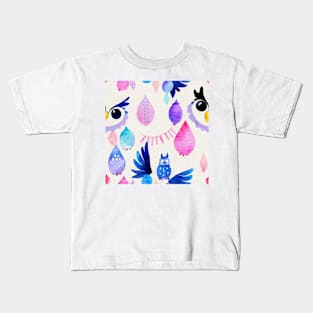 Watercolor owl pattern Kids T-Shirt